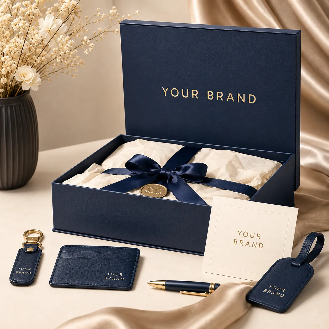 Premium branded gift box with custom packaging presentation