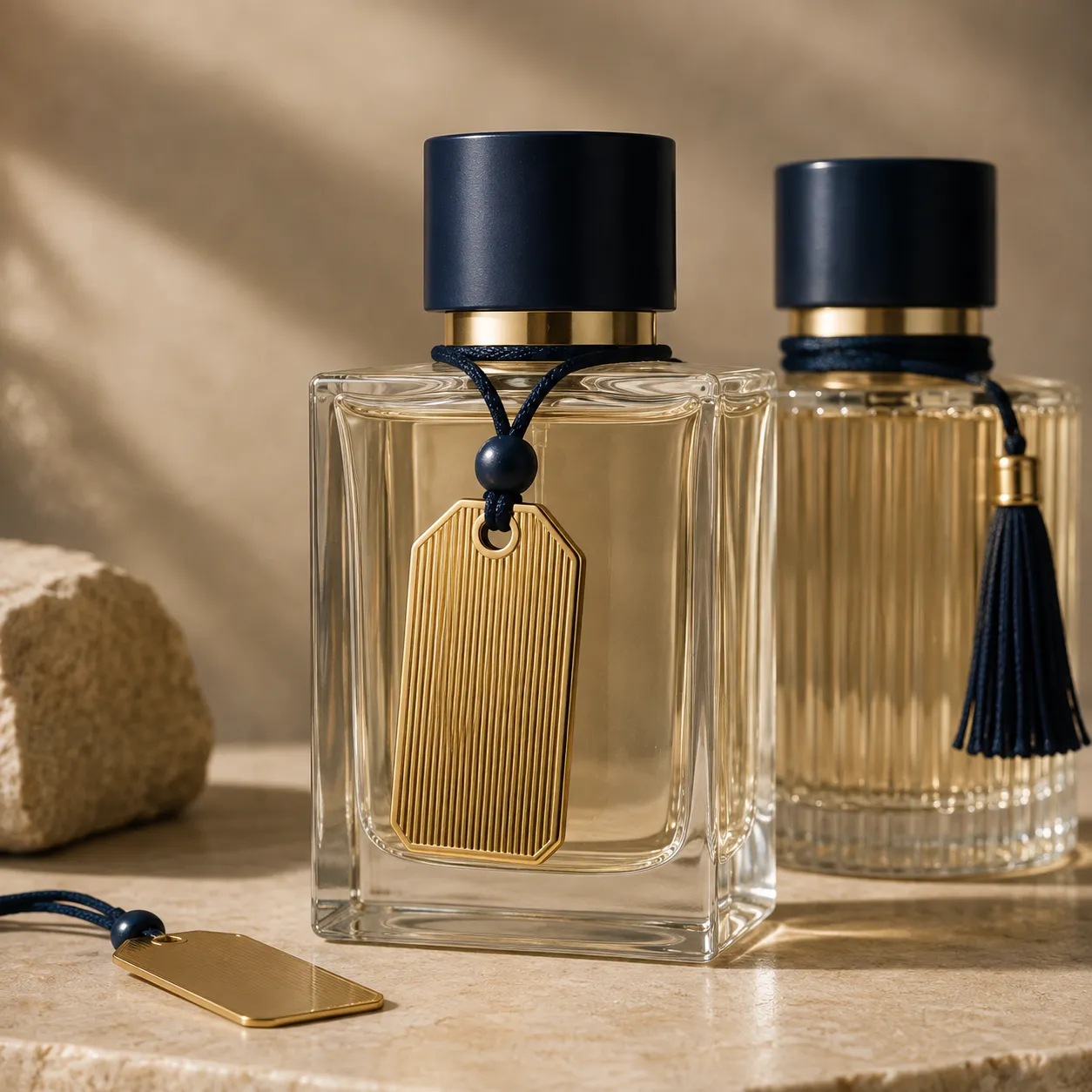 Decorative bottle-neck ornament with metal and pearl details