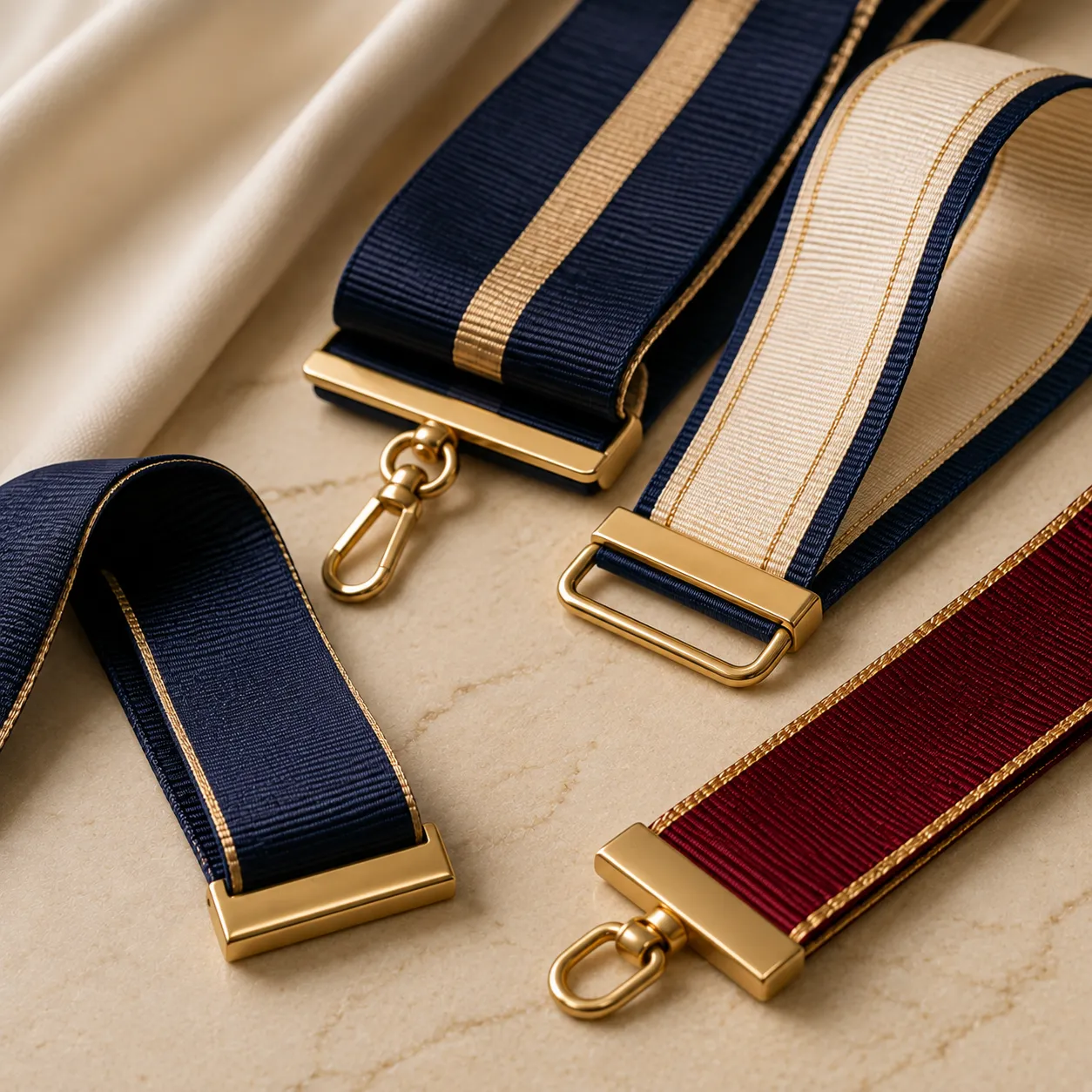 Custom medal ribbons in coordinated colors widths and woven finishes