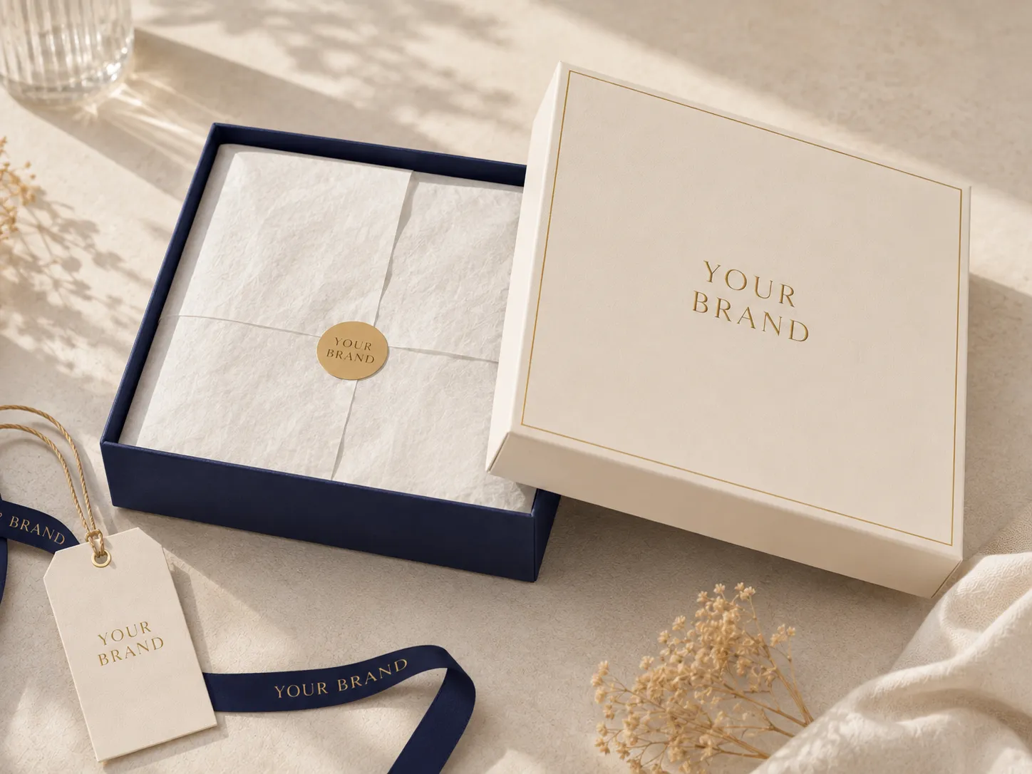 Customized rigid gift box with branded presentation and coordinated packaging
