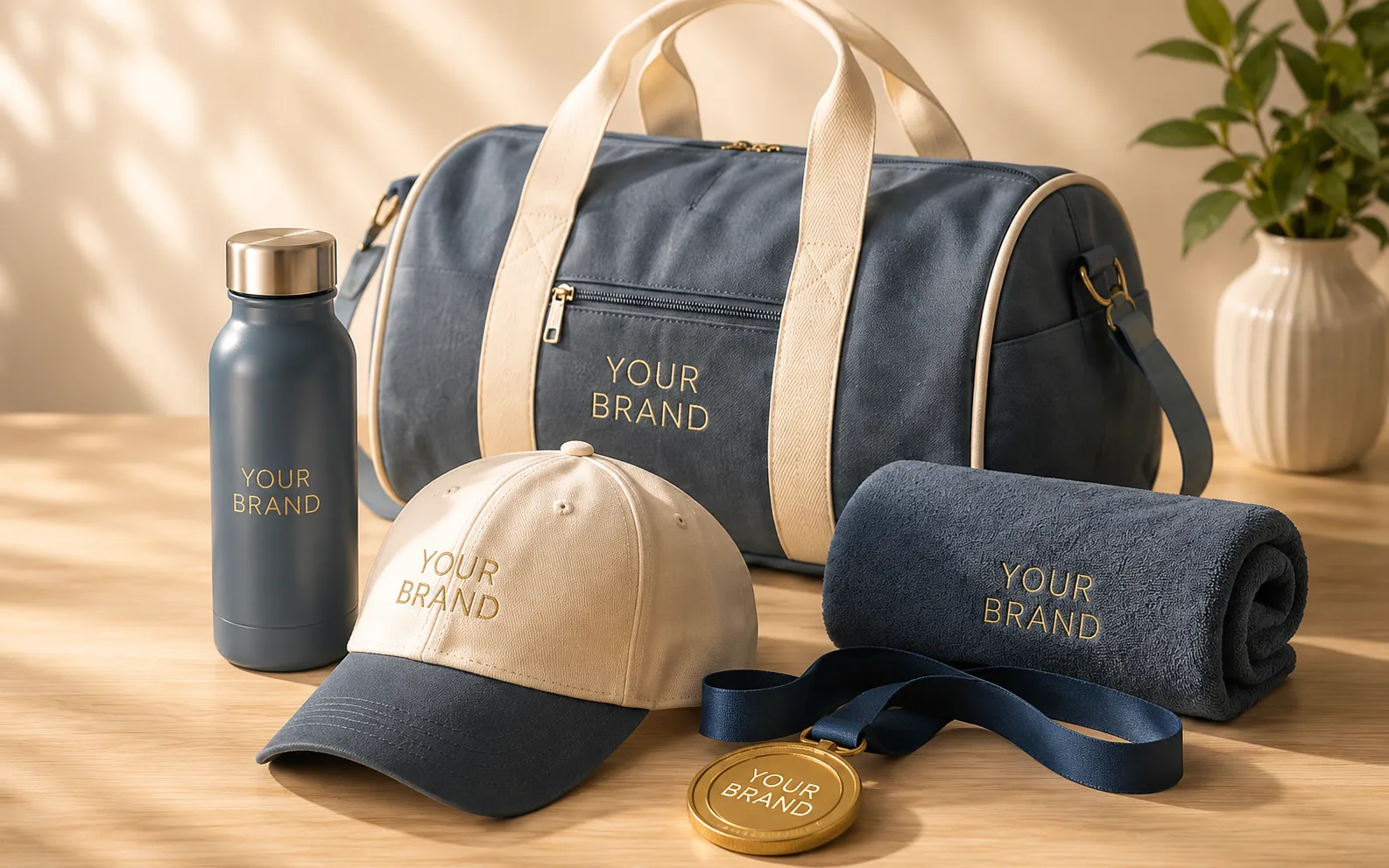 Customized sports and event gifts including bags, caps, drinkware, towels and award accessories