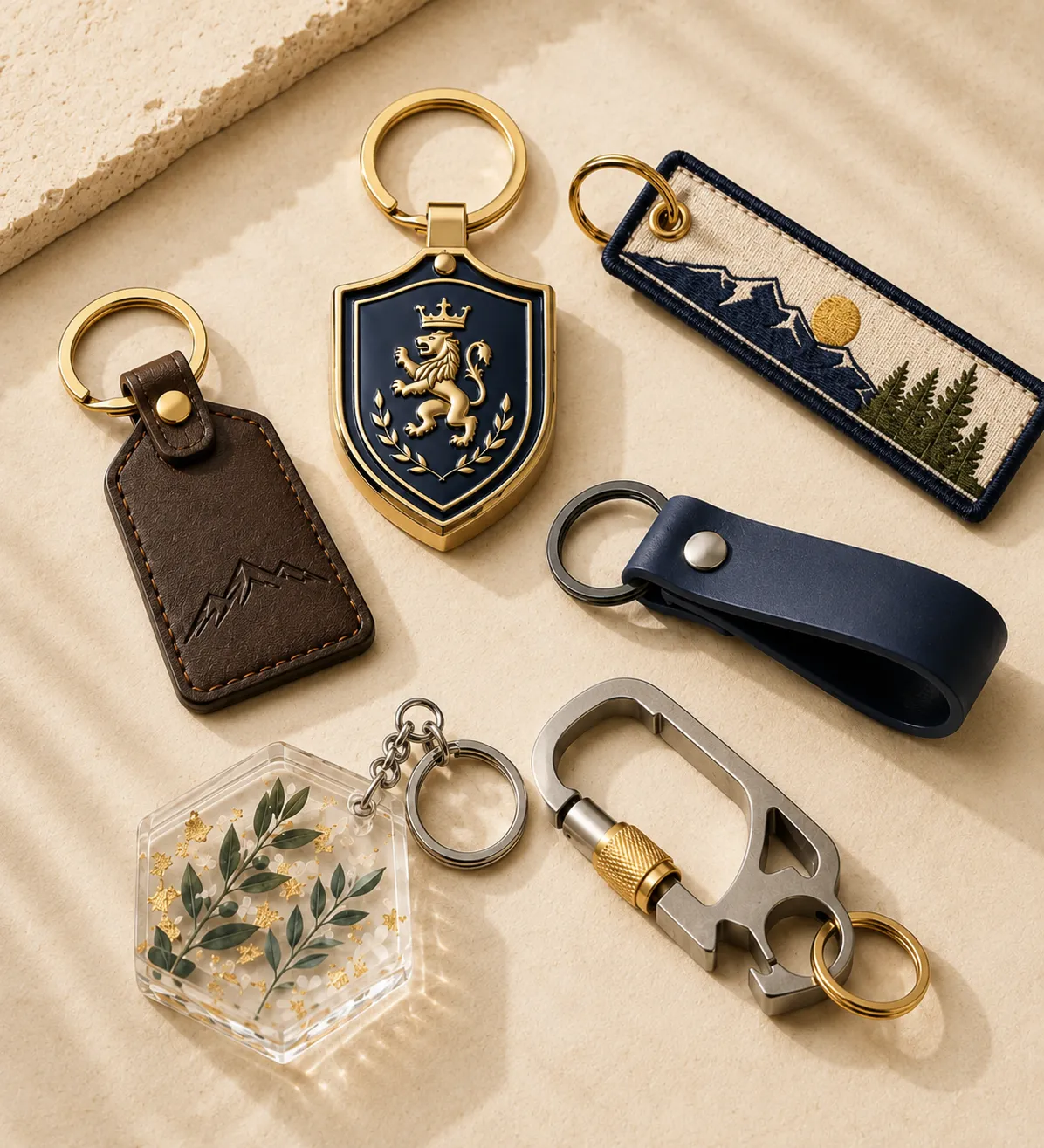 Custom keychain collection with metal, leather and decorative styles