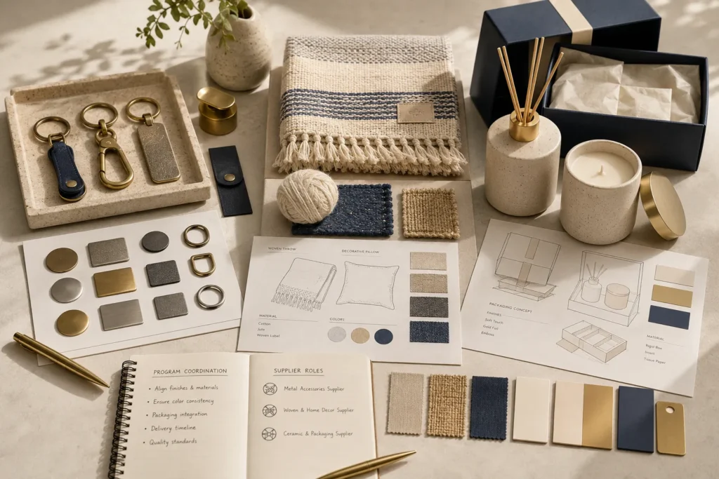 Product trend research with color palettes, materials, finishes and design notes