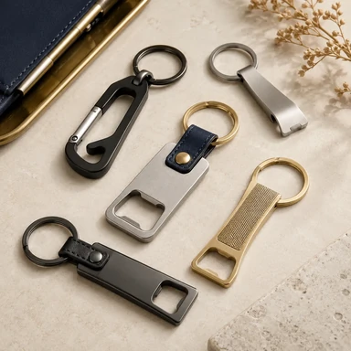 Custom metal bottle opener keychains with functional and branded designs