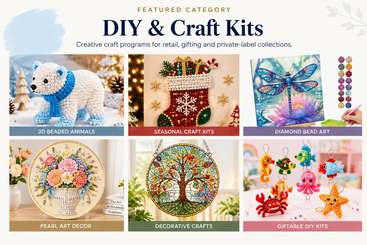 TrustNovar DIY and Craft Kits featuring 3D beaded animals, seasonal craft kits, diamond bead art, pearl art decor, decorative crafts and giftable DIY kits
